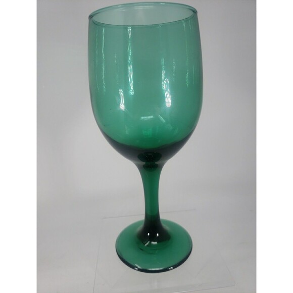 Libbey Dark Green Wine Glass Vintage Replacement 7" Stemmed - Picture 2 of 8